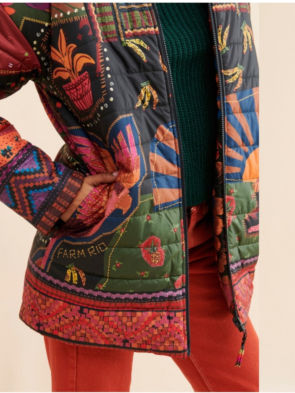 FARM Rio Multicolor Quilted Printed Puffer Jacket - Picture 5 of 13